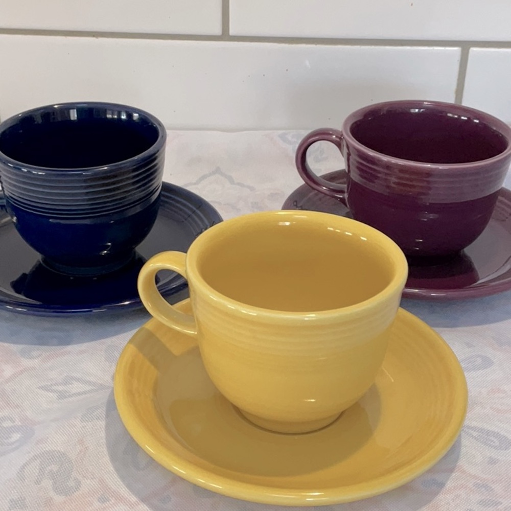 Fiesta 3 sets cup and saucers. ‘Modern Fiesta’